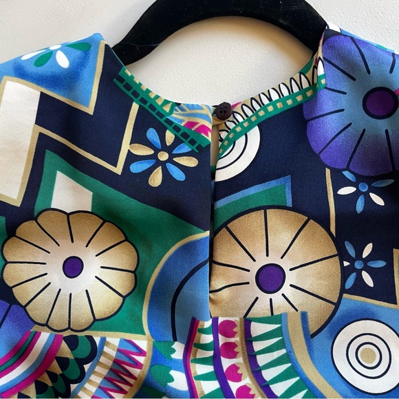 Vintage Abstract Funky Print Petite Sophisticate Silky Blouse sz 10 90s Y2k - Picture 6 of 7